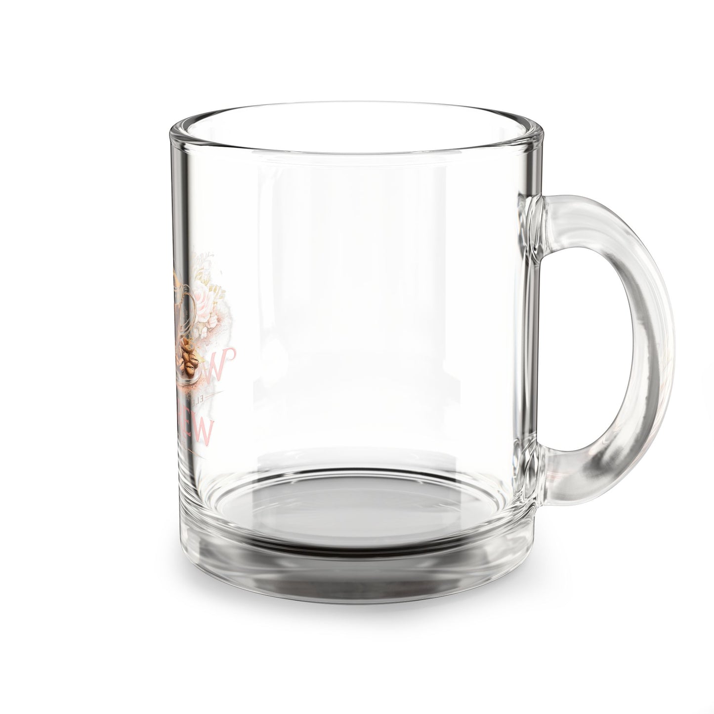 Glass Coffee Mug — 'Wool Brew' Floral Espresso Design 10oz