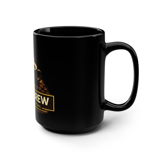 Woof Brew Coffee Mug — 15oz Black Ceramic "Elevate Your Ritual"