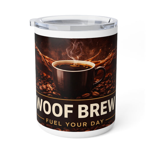 Coffee Mug - "Woof Brew: Fuel Your Day" 10oz Insulated Travel Mug