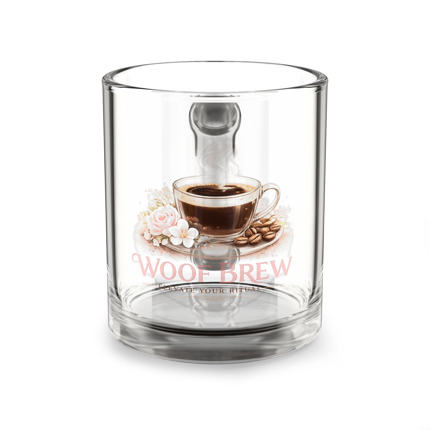Glass Coffee Mug — 'Wool Brew' Floral Espresso Design 10oz