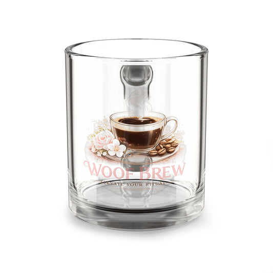 Glass Coffee Mug — 'Wool Brew' Floral Espresso Design 10oz
