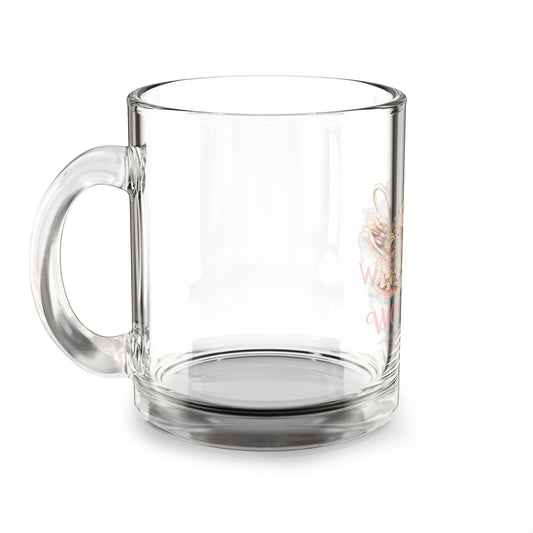 Glass Coffee Mug — 'Wool Brew' Floral Espresso Design 10oz