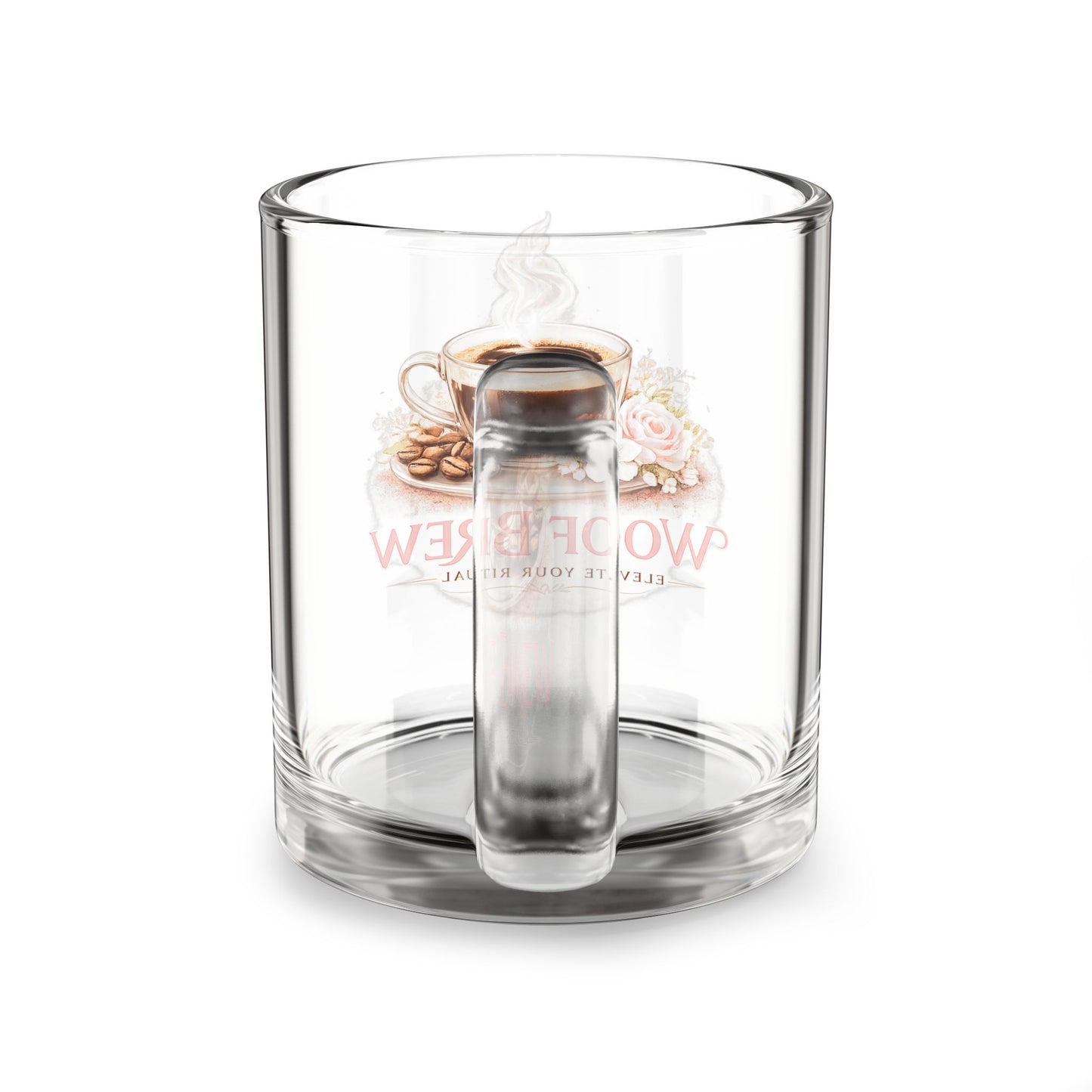 Glass Coffee Mug — 'Wool Brew' Floral Espresso Design 10oz